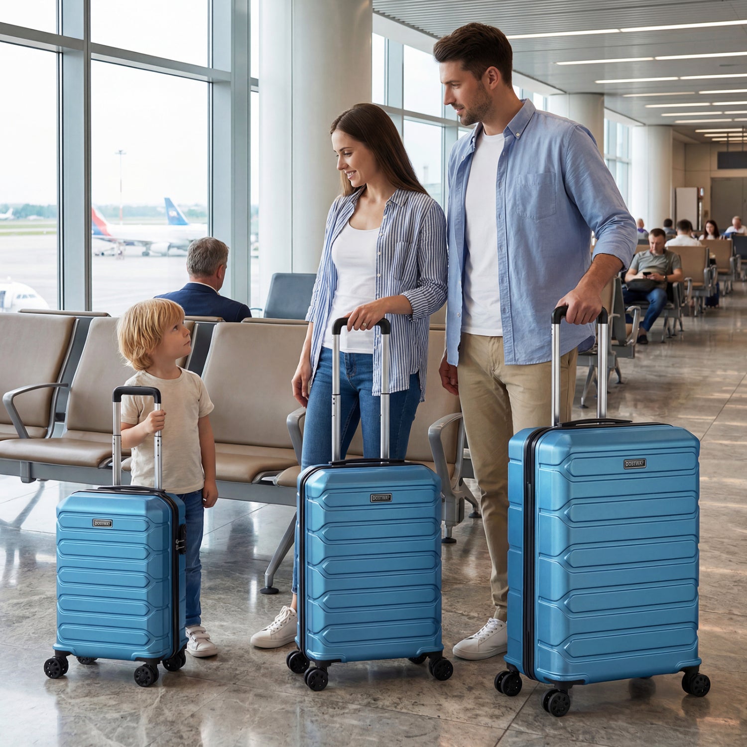 3-Piece Lightweight Hardside Luggage Set with 8 Spinner Wheels