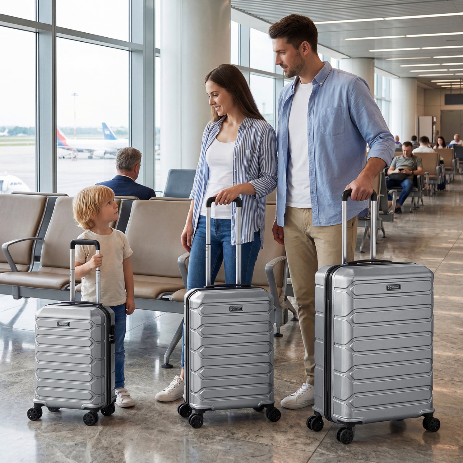 3-Piece Lightweight Hardside Luggage Set with 8 Spinner Wheels