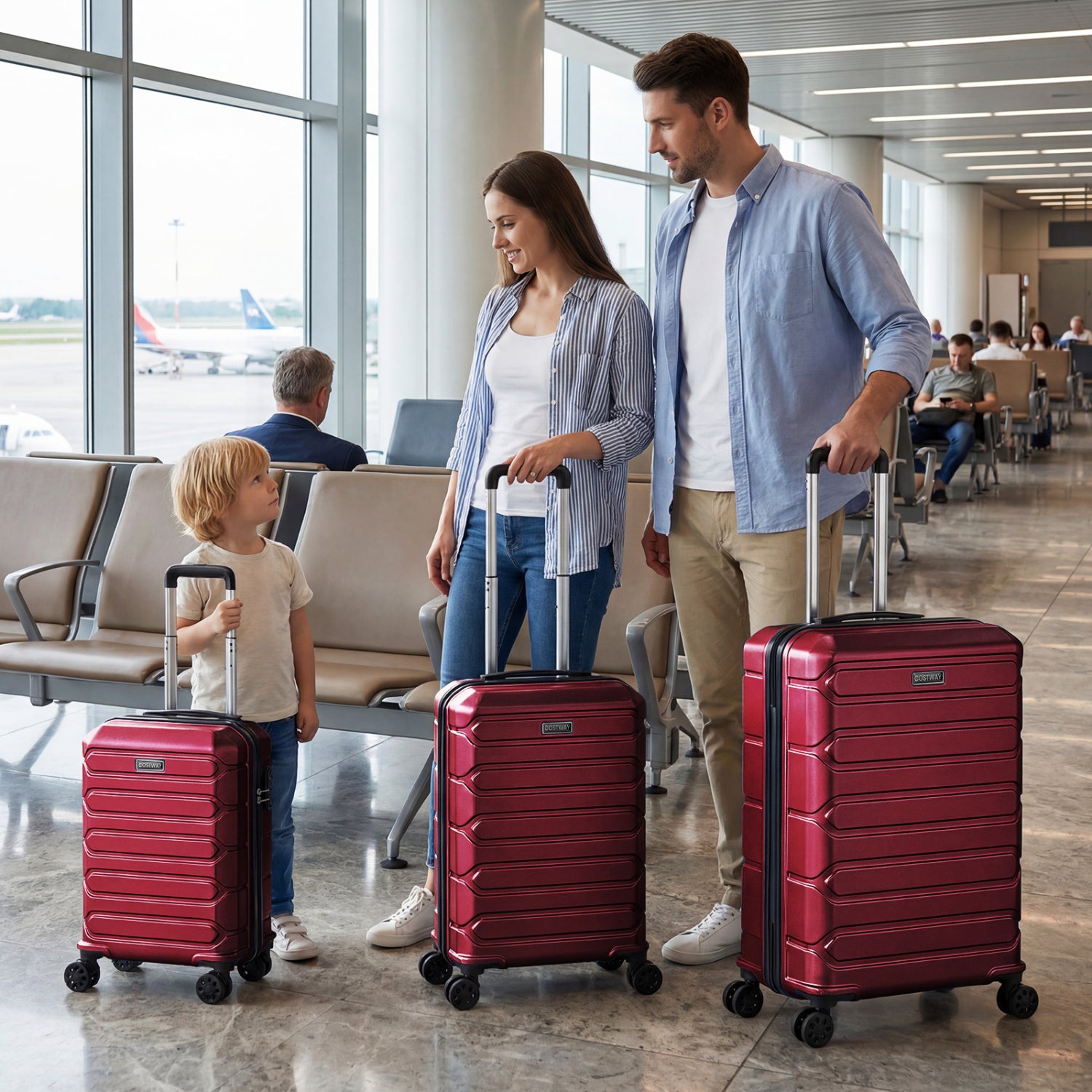 3-Piece Lightweight Hardside Luggage Set with 8 Spinner Wheels