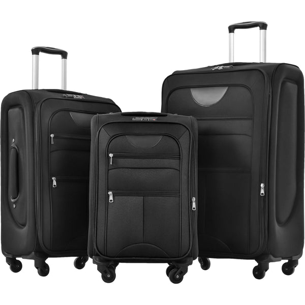 3-Piece Lightweight Expandable Softside Spinner Luggage Set