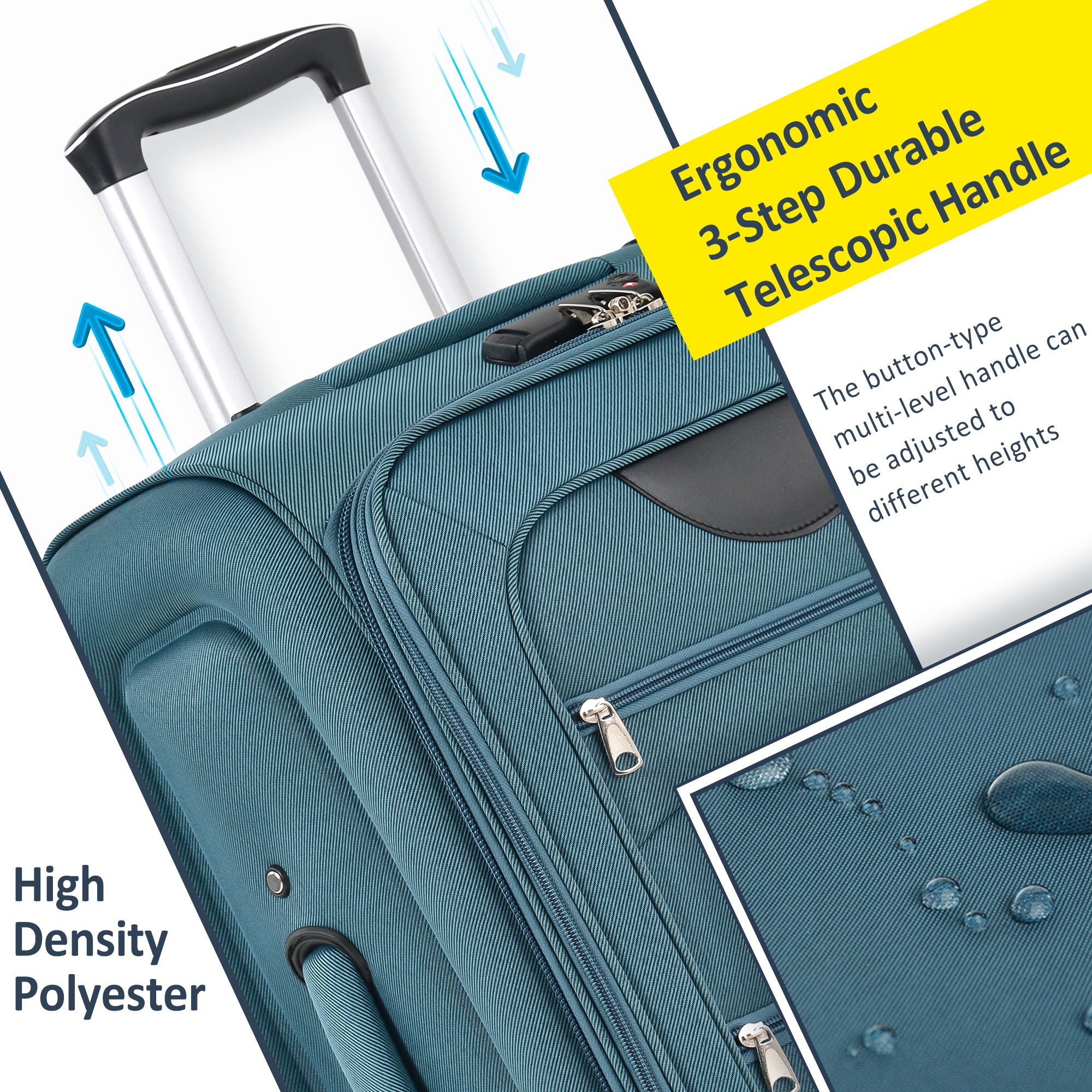 3-Piece Lightweight Expandable Softside Spinner Luggage Set
