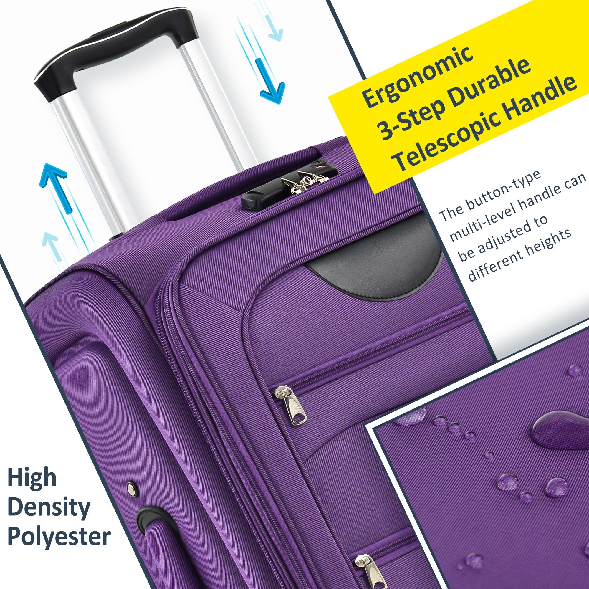 3-Piece Lightweight Expandable Softside Spinner Luggage Set