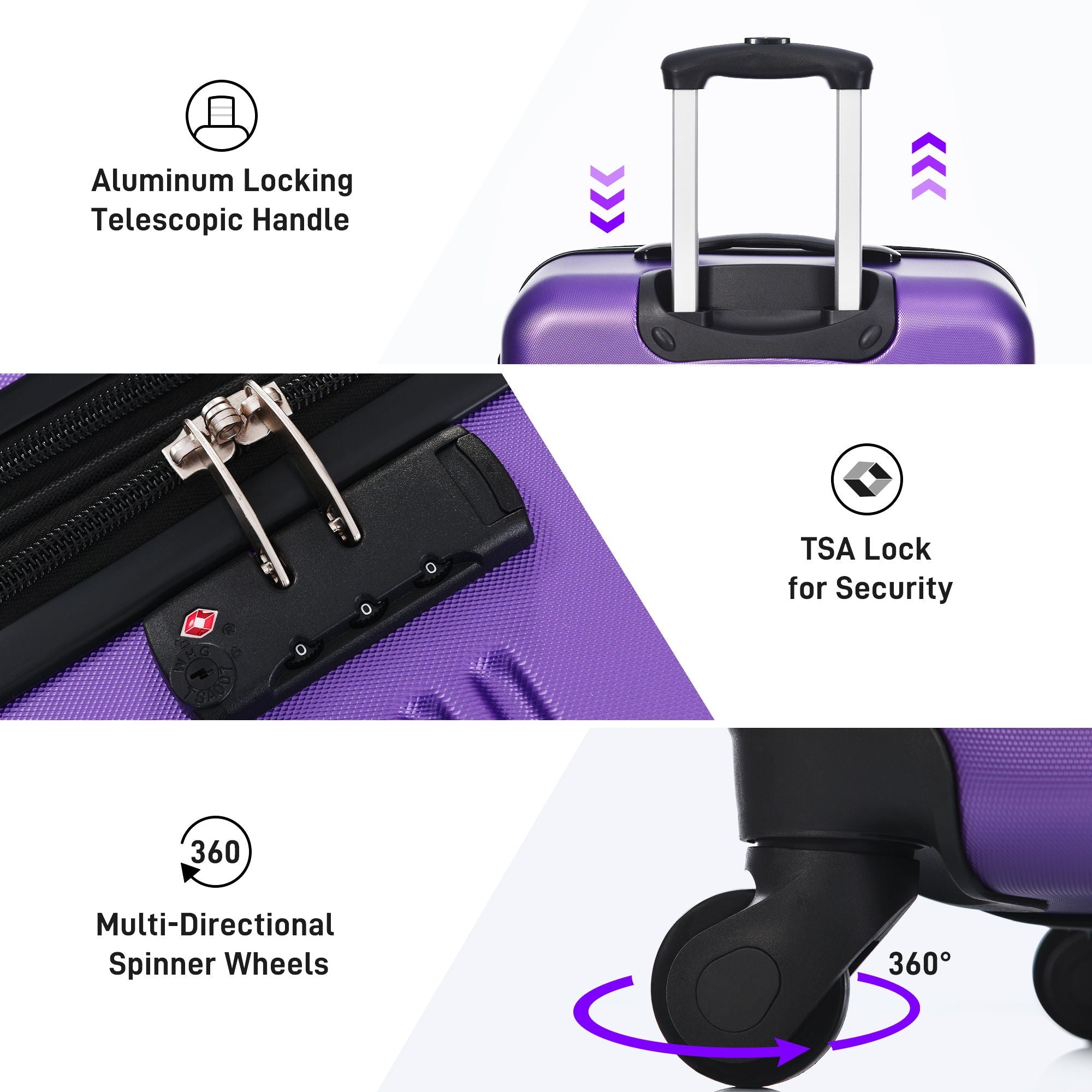 4-Piece Hardshell Luggage Set with Bag & TSA Lock