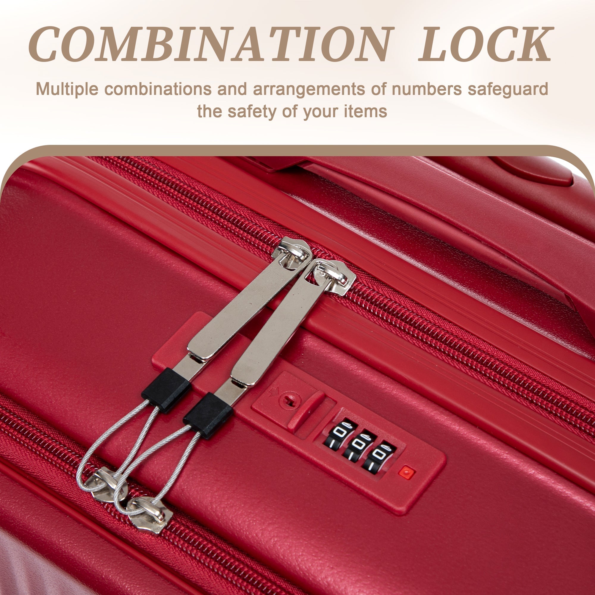 ABS Spinner Wheel Luggage Set with Combination Lock - Red