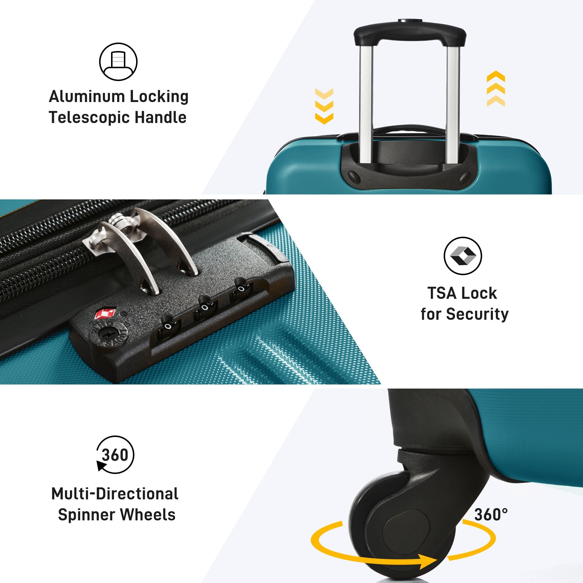 4-Piece Hardshell Luggage Set with Bag & TSA Lock
