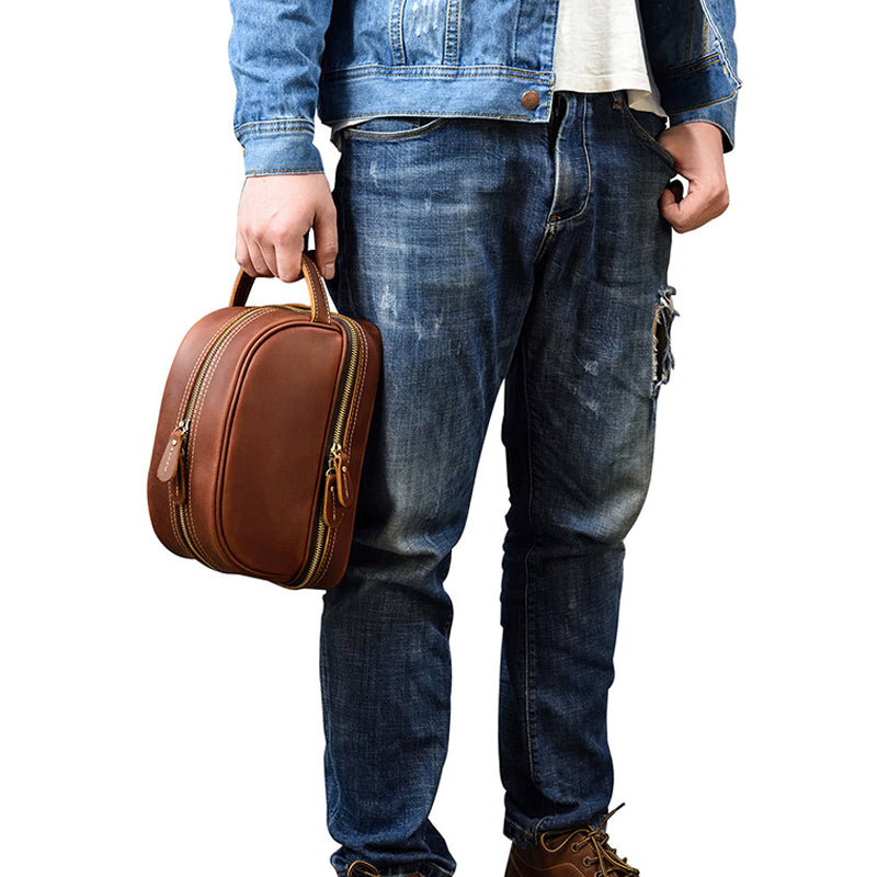 Full Grain Leather Handmade Wash Bag – 8814