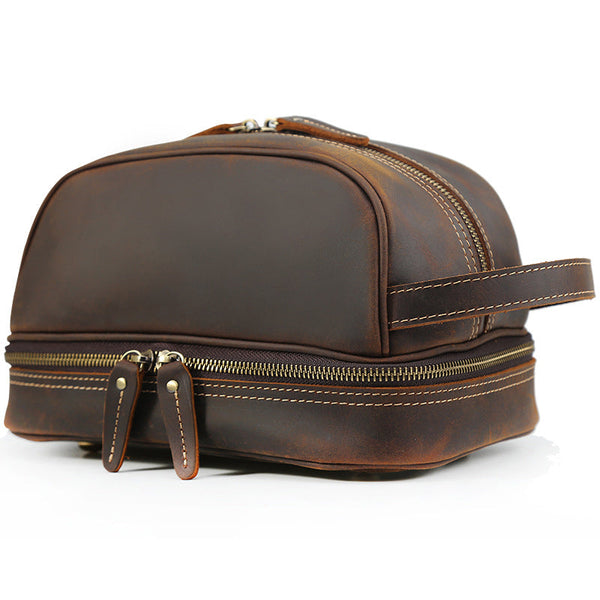 Full Grain Leather Handmade Wash Bag – 8814