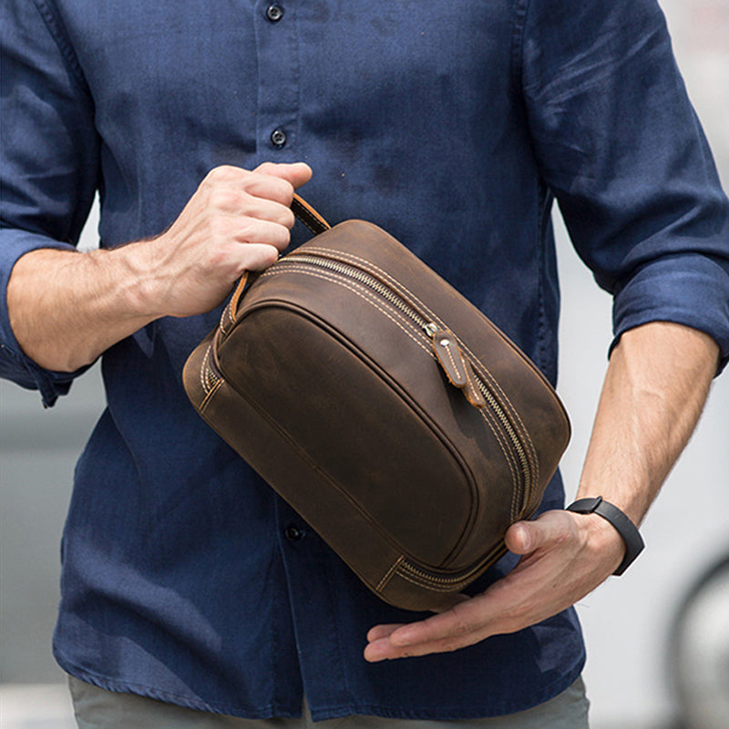 Full Grain Leather Handmade Wash Bag – 8814