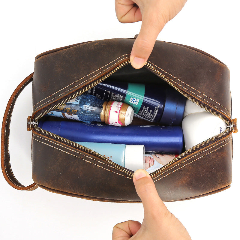 Full Grain Leather Handmade Wash Bag – 8814