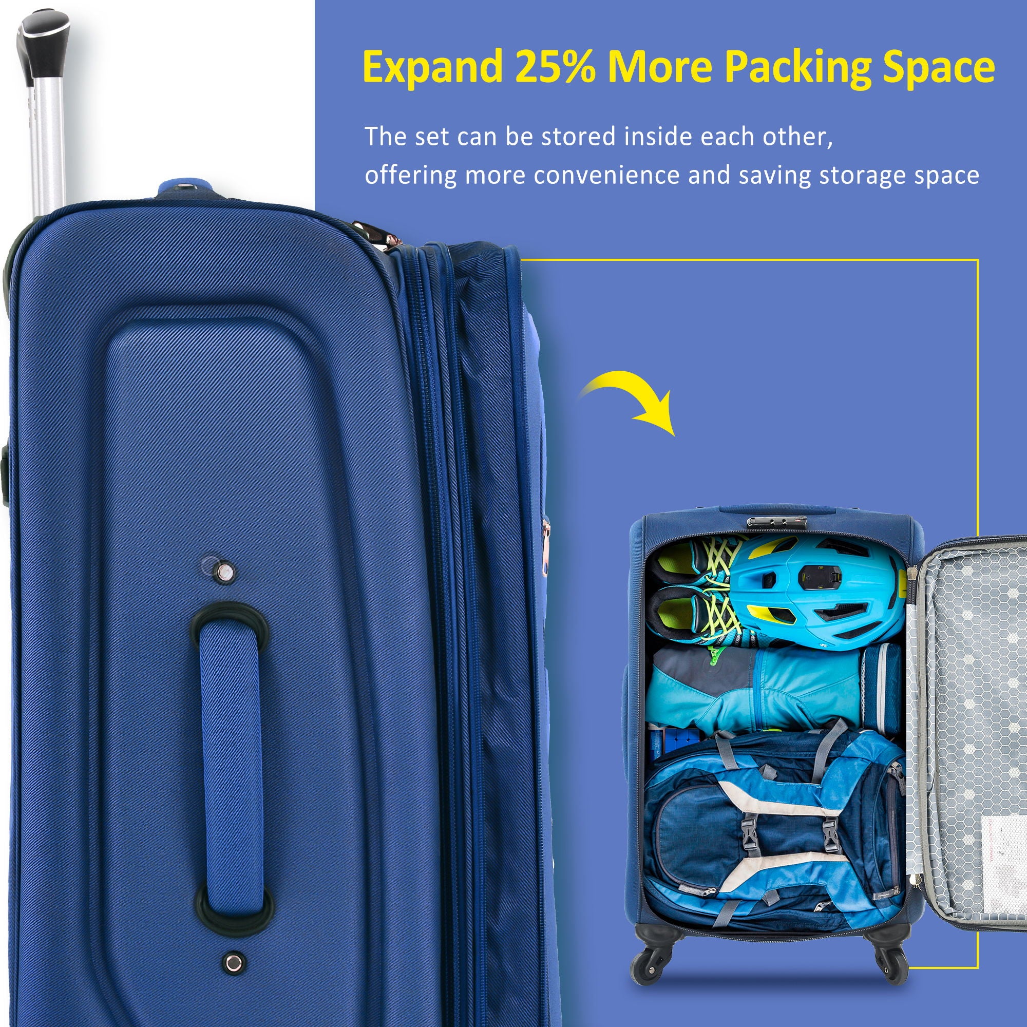 3-Piece Lightweight Expandable Softside Spinner Luggage Set