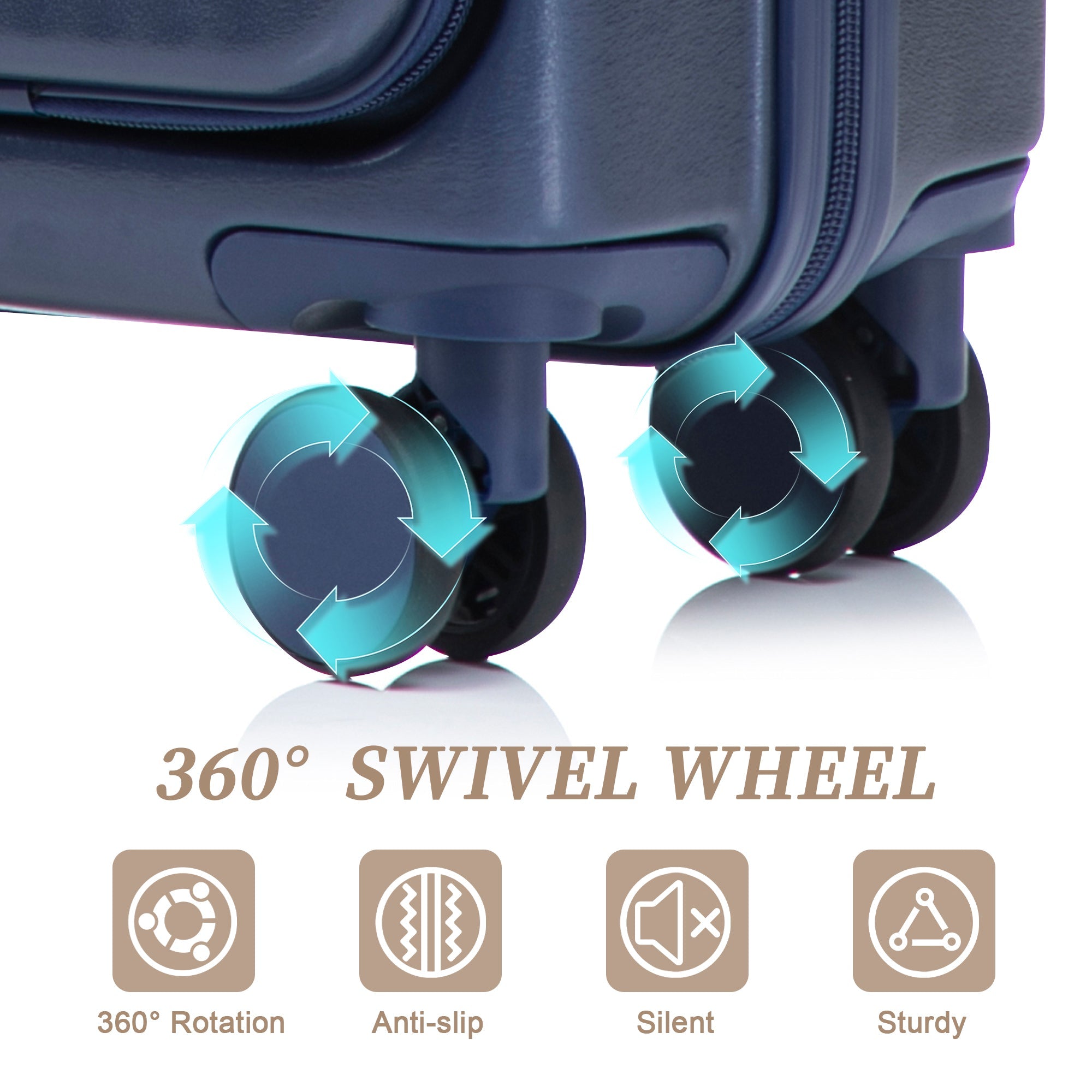 ABS Spinner Luggage Set with Combination Lock - Navy