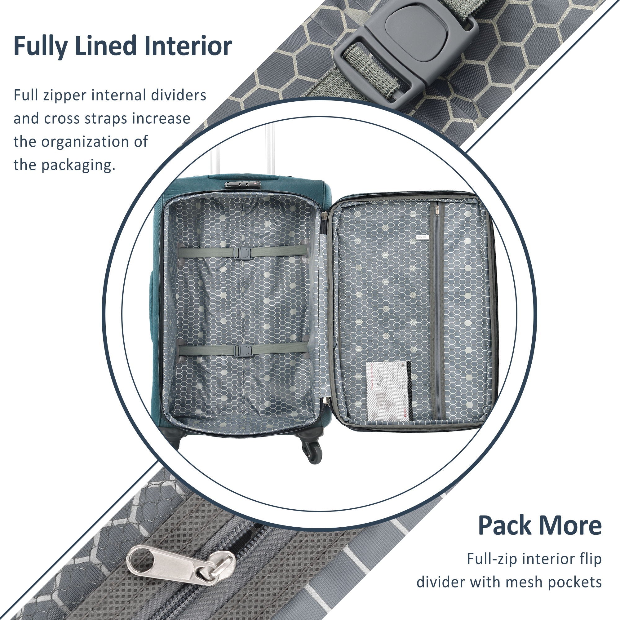 3-Piece Lightweight Expandable Softside Spinner Luggage Set