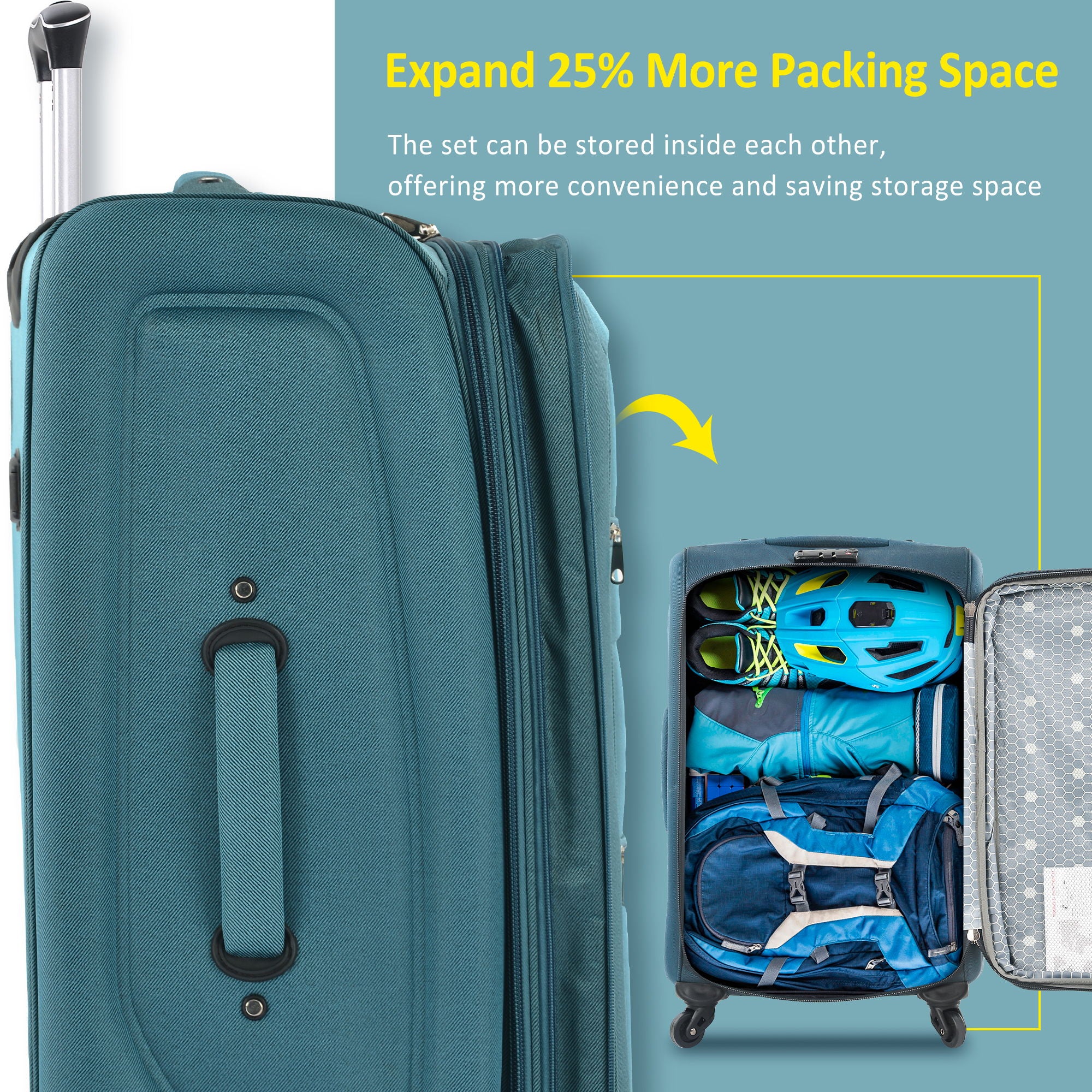 3-Piece Lightweight Expandable Softside Spinner Luggage Set