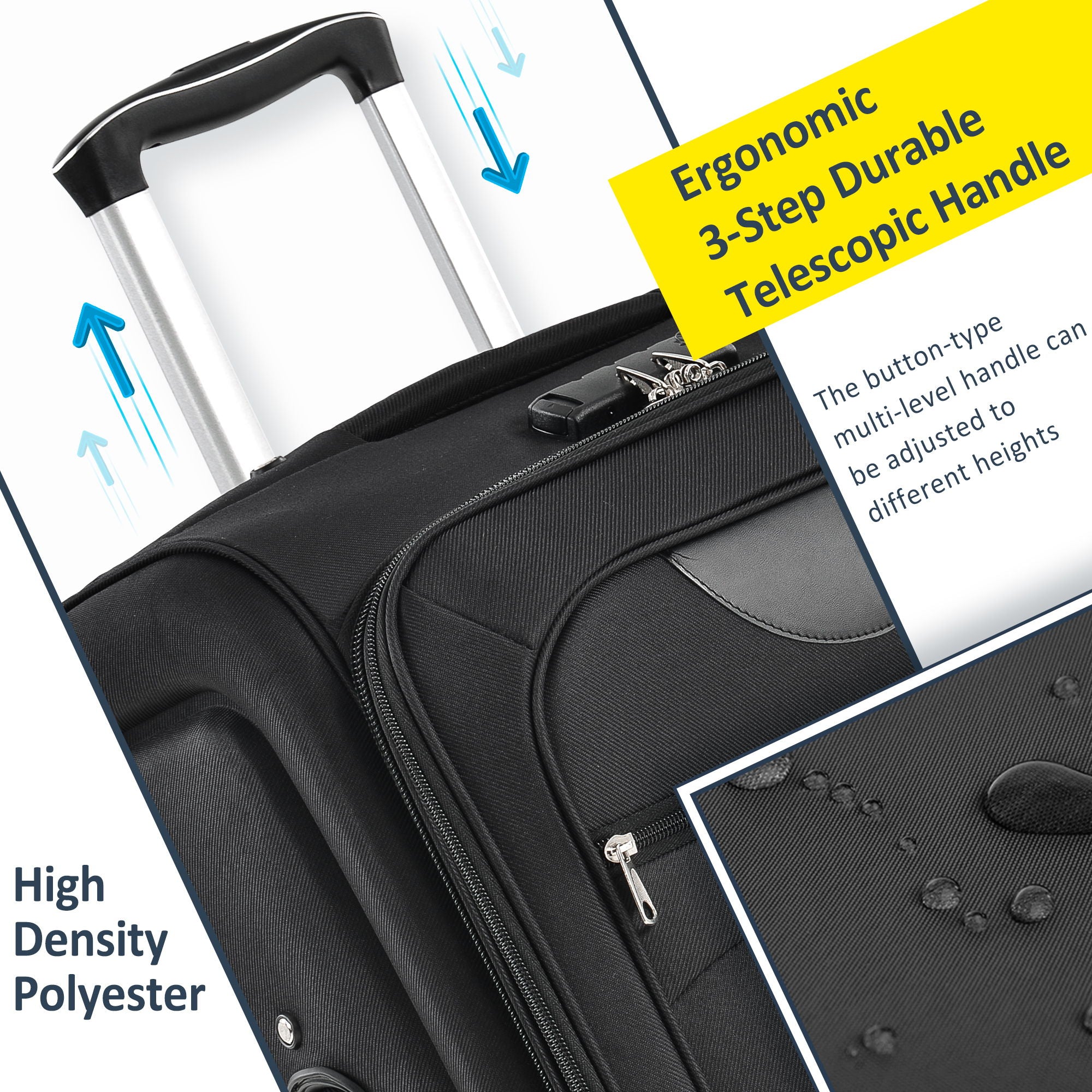 3-Piece Lightweight Expandable Softside Spinner Luggage Set