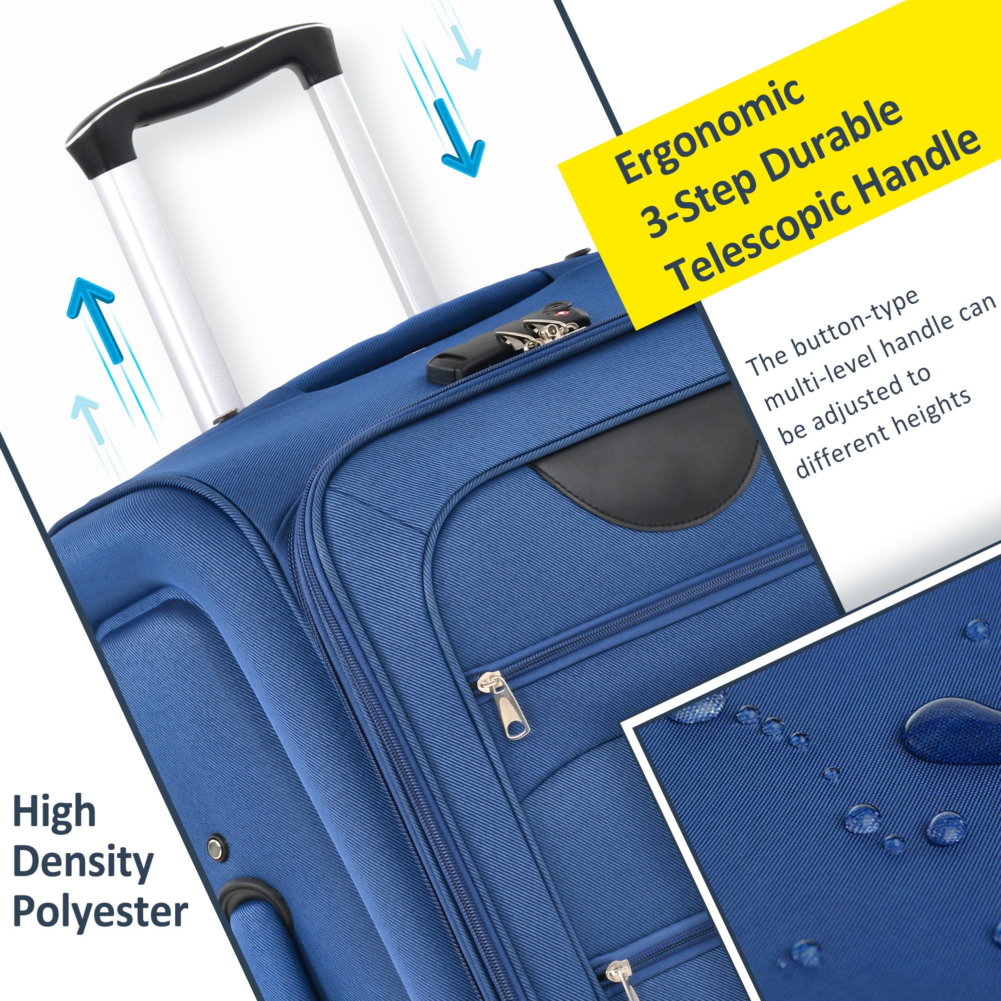 3-Piece Lightweight Expandable Softside Spinner Luggage Set