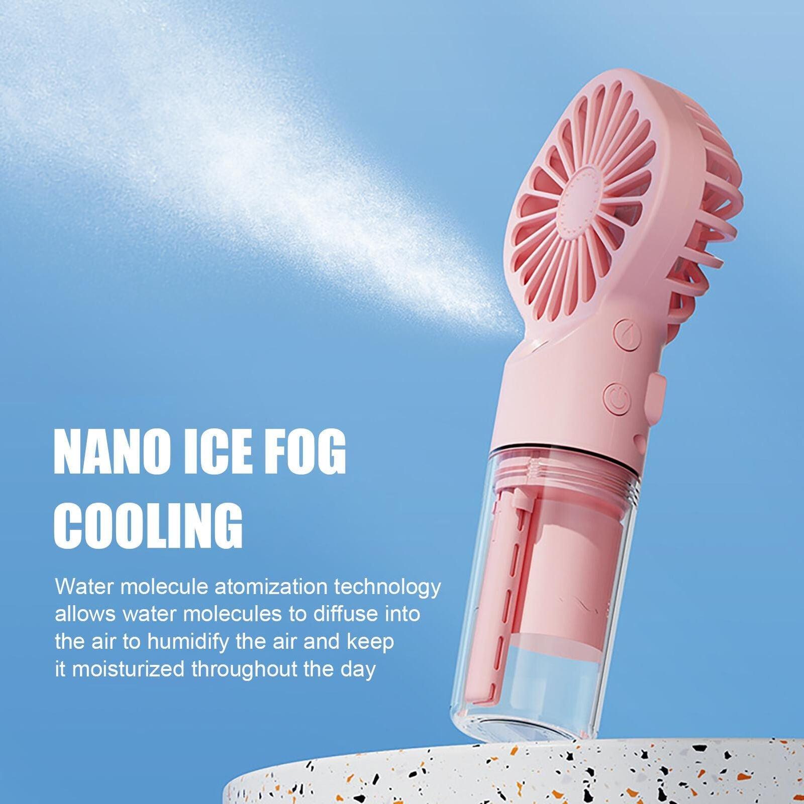 USB Rechargeable Portable Misting Handheld Fan