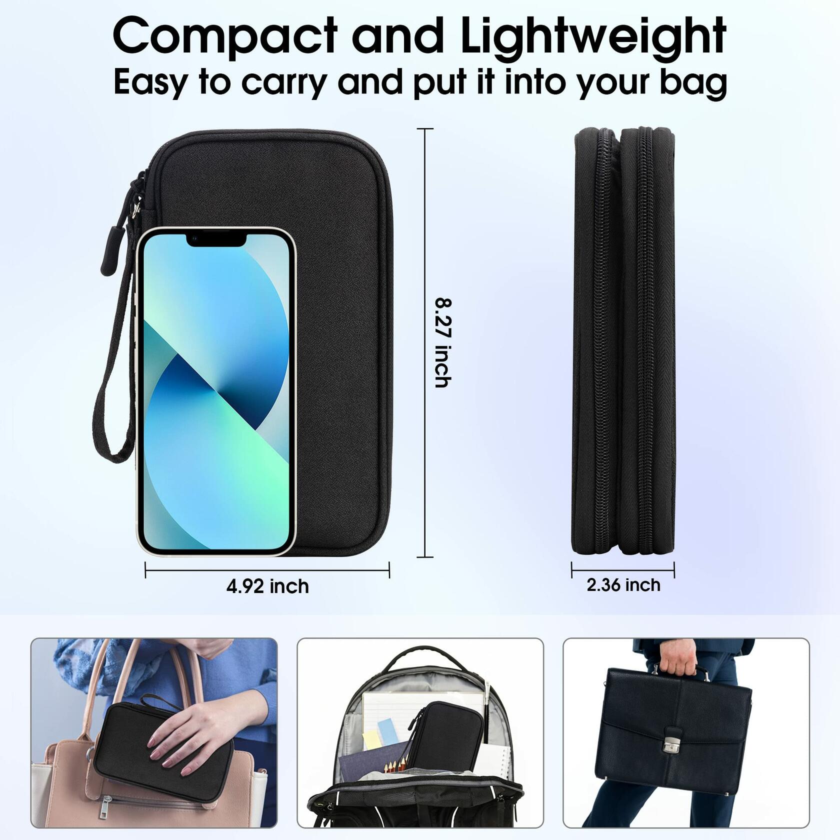 Arae Travel Electronic Organizer Pouch Black Double Layer Waterproof